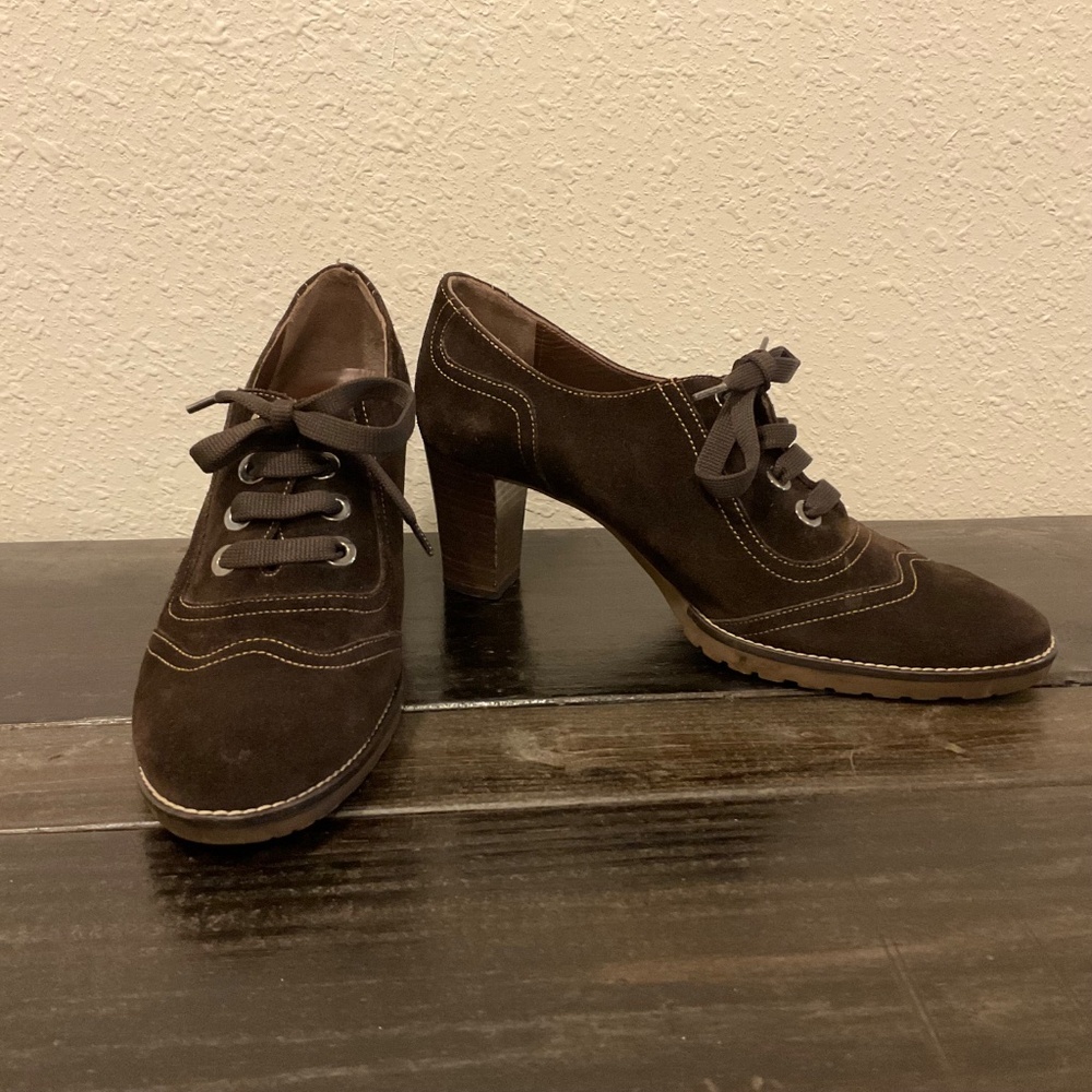 Melluso Booties, Walk Brown Suede Retro Oxford, Italian Made, Size 40 - Picture 6 of 12